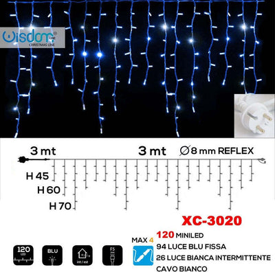 Tenda Luminosa Natalizia 120 Led Luce Blu Fissa + Bianca Intermittente Xc-3020 Casa, arredamento e bricolage > Prodotti per Feste > Prodotti Natalizi Trade Shop italia - Napoli, Commerciovirtuoso.it