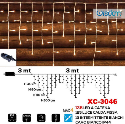 Tenda Luminosa Natalizia 138 Led Luce Calda Fissa + Bianca Intermittente Xc-3046 Casa, arredamento e bricolage > Prodotti per Feste > Prodotti Natalizi Trade Shop italia - Napoli, Commerciovirtuoso.it