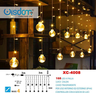 Tenda Luminosa Natalizia 168 Led Con Palle Luce Calda Cavo Trasparente Xc-4008 Casa, arredamento e bricolage > Prodotti per Feste > Prodotti Natalizi Trade Shop italia - Napoli, Commerciovirtuoso.it