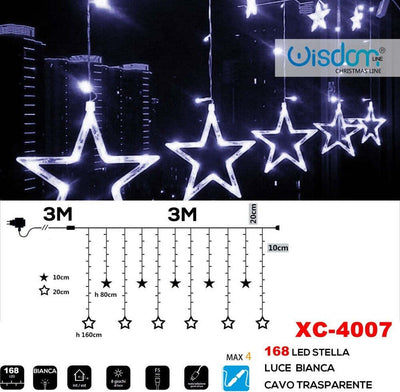 Tenda Luminosa Natalizia 168 Led Con Stelle Luce Bianca Cavo Trasparente Xc-4007 Casa, arredamento e bricolage > Prodotti per Feste > Prodotti Natalizi Trade Shop italia - Napoli, Commerciovirtuoso.it