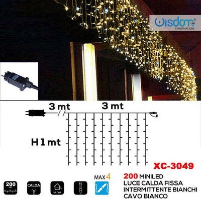 Tenda Luminosa Natalizia 200 Led Luce Calda Fissa + Bianca Intermittente Xc-3049 Casa, arredamento e bricolage > Prodotti per Feste > Prodotti Natalizi Trade Shop italia - Napoli, Commerciovirtuoso.it