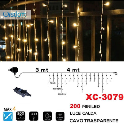 Tenda Luminosa Natalizia 200 Mini Led Luce Calda Cavo Trasparente Xc-3079 Casa, arredamento e bricolage > Prodotti per Feste > Prodotti Natalizi Trade Shop italia - Napoli, Commerciovirtuoso.it