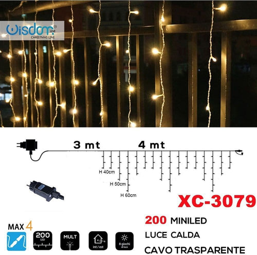 Tenda Luminosa Natalizia 200 Mini Led Luce Calda Cavo Trasparente Xc-3079 Casa, arredamento e bricolage > Prodotti per Feste > Prodotti Natalizi Trade Shop italia - Napoli, Commerciovirtuoso.it