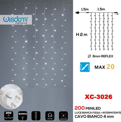 Tenda Luminosa Natalizia 200led Luce Bianca Fissa + Bianca Intermittente Xc-3026 Casa, arredamento e bricolage > Prodotti per Feste > Prodotti Natalizi Trade Shop italia - Napoli, Commerciovirtuoso.it