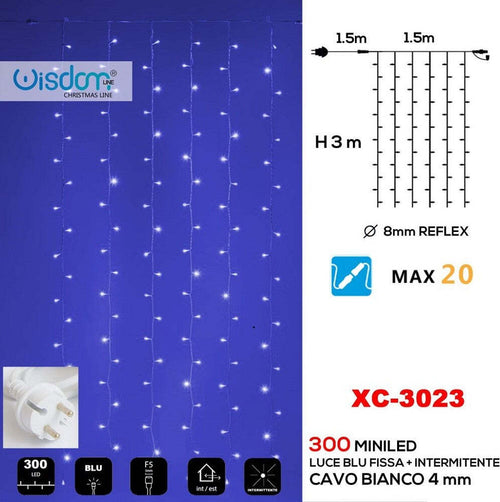 Tenda Luminosa Natalizia 300 Led Luce Blu Fissa + Bianca Intermittente Xc-3023 Casa, arredamento e bricolage > Prodotti per Feste > Prodotti Natalizi Trade Shop italia - Napoli, Commerciovirtuoso.it