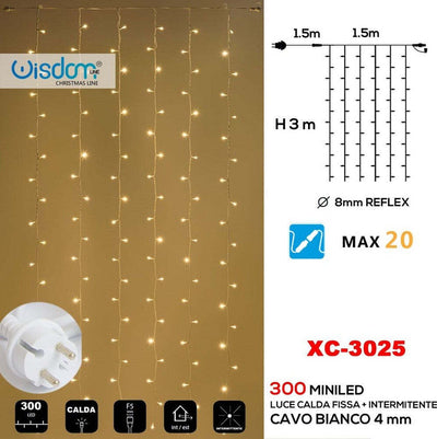Tenda Luminosa Natalizia 300 Led Luce Calda Fissa + Bianca Intermittente Xc-3025 Casa, arredamento e bricolage > Prodotti per Feste > Prodotti Natalizi Trade Shop italia - Napoli, Commerciovirtuoso.it