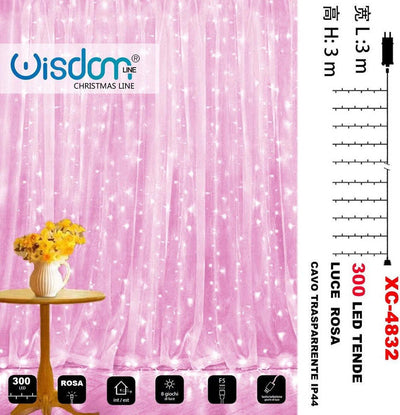 Tenda Luminosa Natalizia 300led Luce Rosa Cavo Trasparente 8 Giochi Luce Xc-4832 Casa, arredamento e bricolage > Prodotti per Feste > Prodotti Natalizi Trade Shop italia - Napoli, Commerciovirtuoso.it