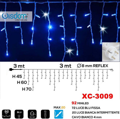 Tenda Luminosa Natalizia 92 Led Luce Blu Fissa + Bianca Intermittente Xc-3009 Casa, arredamento e bricolage > Prodotti per Feste > Prodotti Natalizi Trade Shop italia - Napoli, Commerciovirtuoso.it
