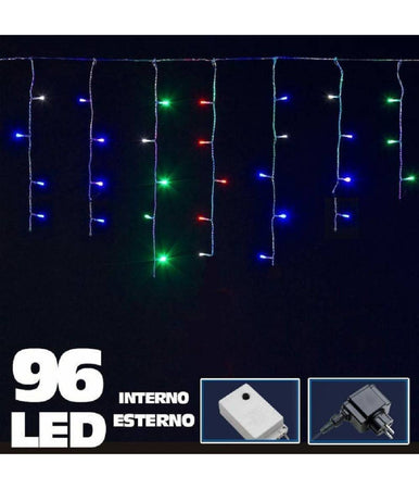 Tenda Luminosa Natalizia 96 Led Luce Multicolor 3 Metri Esterno Luci Cavo 5 Mt