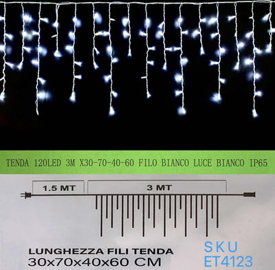 TENDA NATALE ESTERNO NATALIZIA 120 led 3m x 30-70-40-60 CM filo bianco luce BIANCA FREDDA ip65 /ET4123 Casa e cucina/Decorazioni per interni/Addobbi e decorazioni per ricorrenze/Decorazioni natalizie/Luci natalizie/Catene luminose per esterni Zencoccostore - Formia, Commerciovirtuoso.it