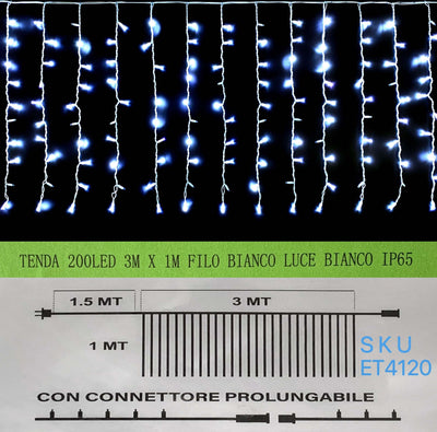 TENDA NATALE ESTERNO NATALIZIA 200 led 3m x 1m filo bianco luce bianco ip65 /ET4120 Casa e cucina/Decorazioni per interni/Addobbi e decorazioni per ricorrenze/Decorazioni natalizie/Luci natalizie/Catene luminose per esterni Zencoccostore - Formia, Commerciovirtuoso.it