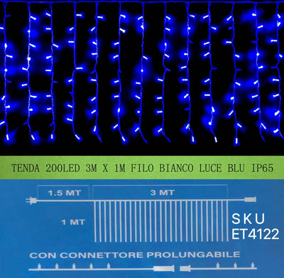 TENDA NATALE ESTERNO NATALIZIA 200 led 3m x 1m filo bianco luce blu ip65 /ET4122 Casa e cucina/Decorazioni per interni/Addobbi e decorazioni per ricorrenze/Decorazioni natalizie/Luci natalizie/Catene luminose per esterni Zencoccostore - Formia, Commerciovirtuoso.it