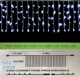 TENDA NATALE ESTERNO NATALIZIA 200 led 5m x 50 cm filo bianco luce bianco ip65 /ET4129 Casa e cucina/Decorazioni per interni/Addobbi e decorazioni per ricorrenze/Decorazioni natalizie/Luci natalizie/Catene luminose per esterni Zencoccostore - Formia, Commerciovirtuoso.it