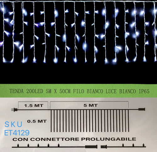 TENDA NATALE ESTERNO NATALIZIA 200 led 5m x 50 cm filo bianco luce bianco ip65 /ET4129 Casa e cucina/Decorazioni per interni/Addobbi e decorazioni per ricorrenze/Decorazioni natalizie/Luci natalizie/Catene luminose per esterni Zencoccostore - Formia, Commerciovirtuoso.it