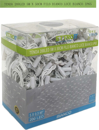 TENDA NATALE ESTERNO NATALIZIA 200 led 5m x 50 cm filo bianco luce bianco ip65 /ET4129 Casa e cucina/Decorazioni per interni/Addobbi e decorazioni per ricorrenze/Decorazioni natalizie/Luci natalizie/Catene luminose per esterni Zencoccostore - Formia, Commerciovirtuoso.it