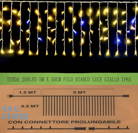 TENDA NATALE ESTERNO NATALIZIA  200 led 5m x 50 cm filo bianco luce giallo ip65 /ET4130 Casa e cucina/Decorazioni per interni/Addobbi e decorazioni per ricorrenze/Decorazioni natalizie/Luci natalizie/Catene luminose per esterni Zencoccostore - Formia, Commerciovirtuoso.it