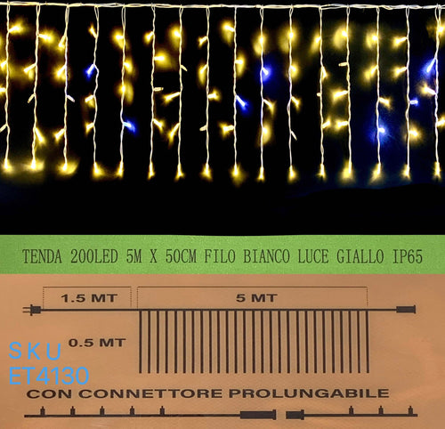 TENDA NATALE ESTERNO NATALIZIA  200 led 5m x 50 cm filo bianco luce giallo ip65 /ET4130 Casa e cucina/Decorazioni per interni/Addobbi e decorazioni per ricorrenze/Decorazioni natalizie/Luci natalizie/Catene luminose per esterni Zencoccostore - Formia, Commerciovirtuoso.it