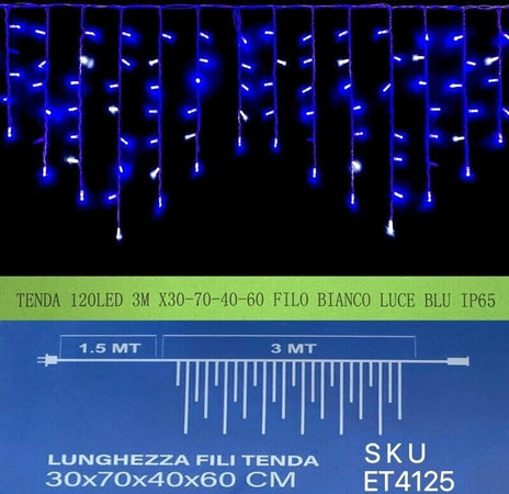 TENDA-NATALE-LUMINOSA-DA-ESTERNO-NATALIZIA-120-led-3m-filo-bianco-Luce-Bianca---Blu-o-Gialla