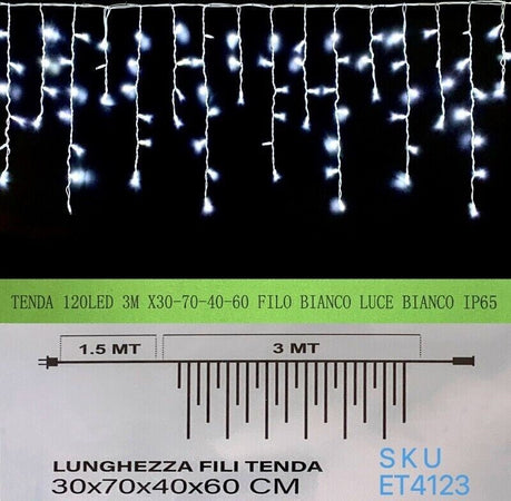 TENDA-NATALE-LUMINOSA-DA-ESTERNO-NATALIZIA-120-led-3m-filo-bianco-Luce-Bianca---Blu-o-Gialla