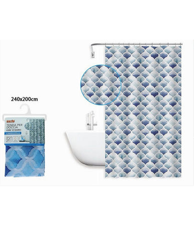 Tenda Per Doccia Bagno Motivo Marocchino Quadrifoglio 240 X 200cm 12 Ganci 87598
