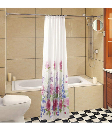Tenda Per Doccia Bagno Stampa Garden Fiori Floreale 180x200cm Con 12 Ganci 87569