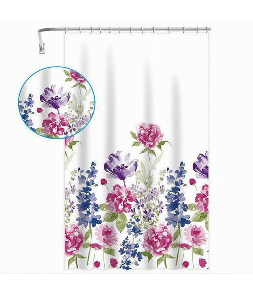Tenda Per Doccia Bagno Stampa Garden Fiori Floreale 240x200cm Con 12 Ganci 87570