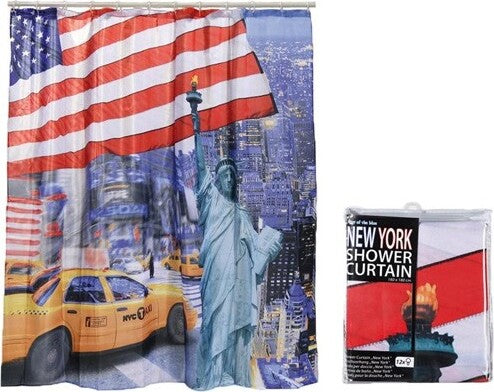 TENDA PER DOCCIA NEW YORK BANDIERA VASCA DA BAGNO TENDINA CON GANCI 180X180 CM Casa e cucina/Bagno/Accessori per il bagno/Tende da doccia binari e ganci/Tende da doccia Trade Shop italia - Napoli, Commerciovirtuoso.it