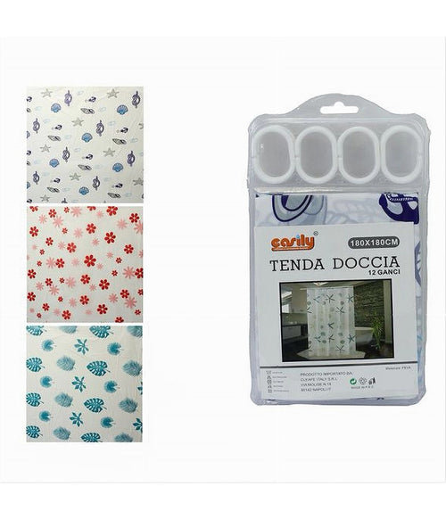 Tenda Per Doccia Varie Fantasie Impermeabile 180x180cm Con 12 Anelli Bagno 59825