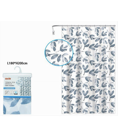 Tenda Per Doccia Vasca Bagno Con 12 Ganci Motivo Rametti Foglie 180x200 Cm 87577
