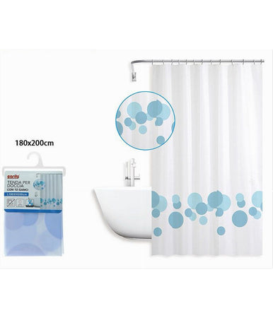 Tenda Per Doccia Vasca Bagno Design Con Cerchi Bicolore 180x200cm 12 Ganci 87599