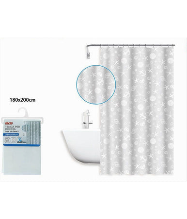 Tenda Per Doccia Vasca Bagno Design Stile Marino 180x200 Cm Con 12 Anelli 87587