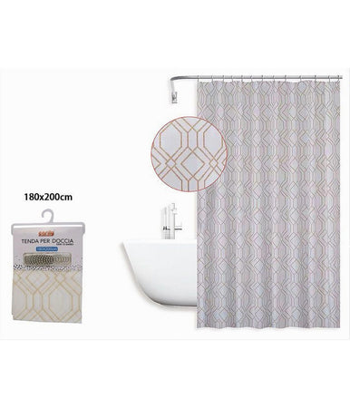 Tenda Per Doccia Vasca Da Bagno Design Geometrico 180x200cm Con 12 Anelli 87095
