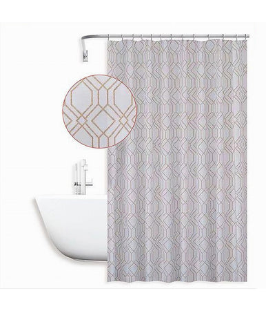 Tenda Per Doccia Vasca Da Bagno Design Geometrico 180x200cm Con 12 Anelli 87095