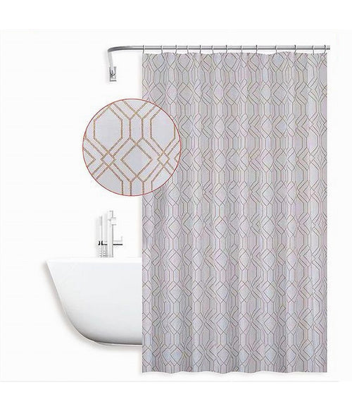 Tenda Per Doccia Vasca Da Bagno Design Geometrico 180x200cm Con 12 Anelli 87095