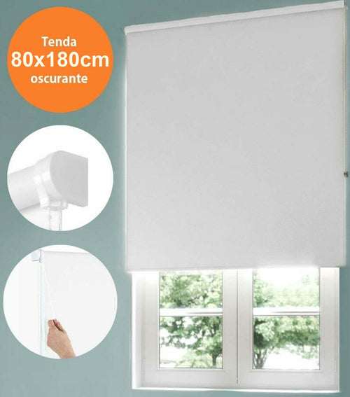 Tenda Rullo Oscurante 80x180 Cm Bianco Con Catenina Tende Parasole Finestra Casa Casa e cucina/Tessili per la casa/Decorazioni per finestre/Tendine/Tende a rullo Trade Shop italia - Napoli, Commerciovirtuoso.it