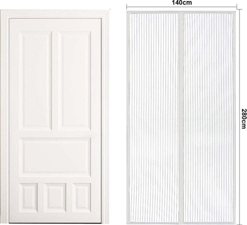 Tenda-Zanzariera-Magnetica-Bianca-Per-Porta-Finestra-Con-Adesivo-In-Velcro-Misura-140X280cm-Ledlux