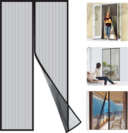 Tenda-Zanzariera-Magnetica-Nera-Per-Porta-Finestra-Con-Adesivo-In-Velcro-Misura-120X220cm-Ledlux