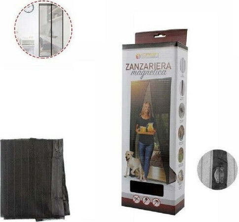 Tenda-Zanzariera-Porte-Balconi-Insetti-Zanzare-Magnetica-Nera-90-X-210-Cm