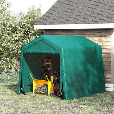 Tendone-Garage-all'Aperto-2.4x2m-per-Moto-e-Biciclette,-Casetta-da-Giardino-per-Attrezzi-in-Metallo-e-Tessuto-PE,-Verde-ZV4845-697GNZV4