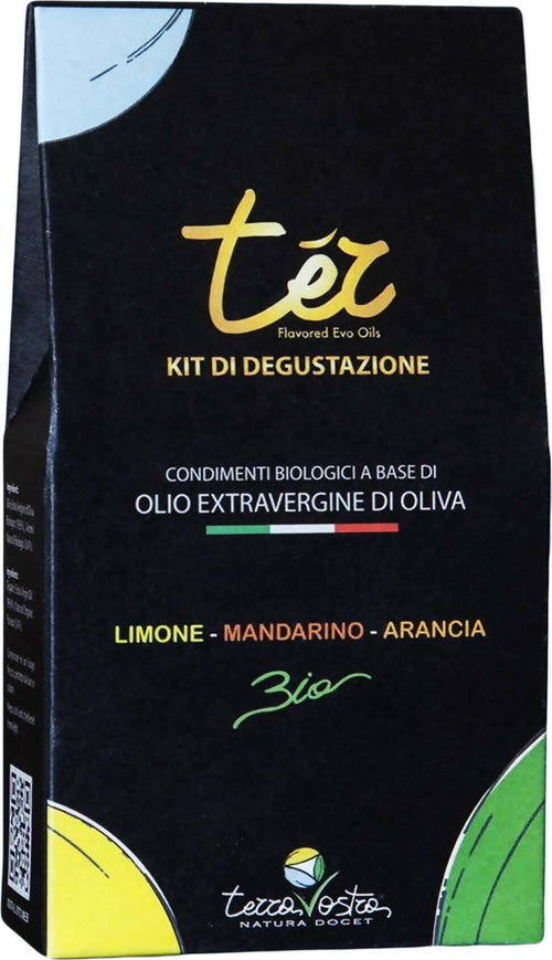 TER KIT DEGUSTAZIONE - 3x20ml Tris di Oli EVO Biologici Aromatizzati agli agrumi Limone - Arancia Rossa - Mandarino 3x20ml Olio Evo Bio Aromatizzato TERRAVOSTRA Natura Docet - Capo d’Orlando, Commerciovirtuoso.it