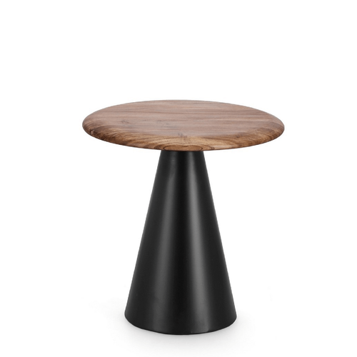 Tavolino azara, piano in legno di acacia, base in acciaio verniciata Ø 45 x 46 cm