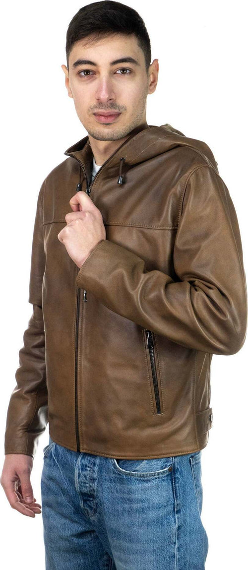 Terminator---Giacca-Uomo-Cuoio-con-Cappuccio-in-vera-pelle