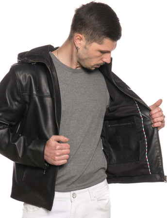 Terminator---Giacca-Uomo-Nera-con-Cappuccio-in-vera-pelle