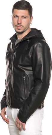 Terminator---Giacca-Uomo-Nera-con-Cappuccio-in-vera-pelle