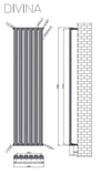 Termoarredo Radiatore Cromato Tubi Verticali Design - 180x42