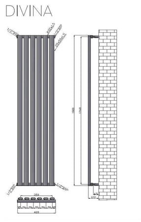 Termoarredo Radiatore Cromato Tubi Verticali Design - 180x42