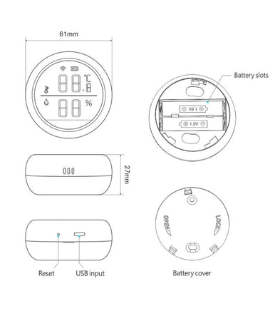Termometro Smart Wifi Sensore Temperatura Umidita App Ifttt Smart Life Alexa Google