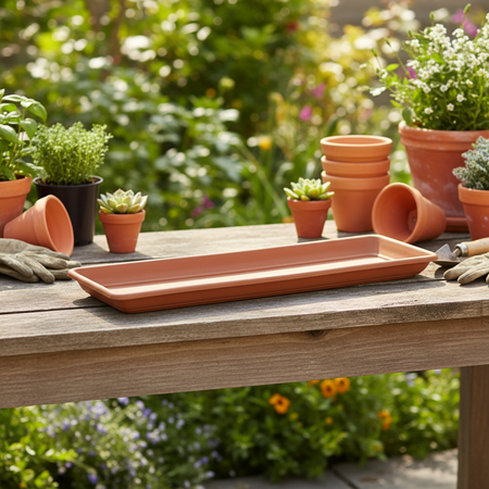 Sottovaso rettangolare "Sottocassetta Basic" per fiori e piante da esterno.