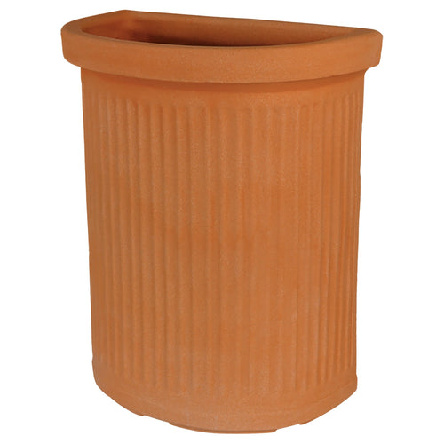 Vaso Semicerchio Millerighe rotondo in resina per piante e fiori Made in Italy da esterno