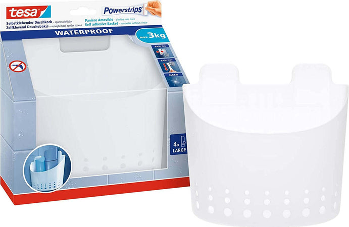 Tesa-Porta-oggetti-box-doccia-POWERSTRIPS-Bianco